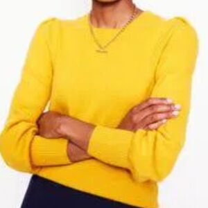 Boden Pleated Sleeve Cashmere Jumper yellow/mustard pit topit 19.5  (mix4)